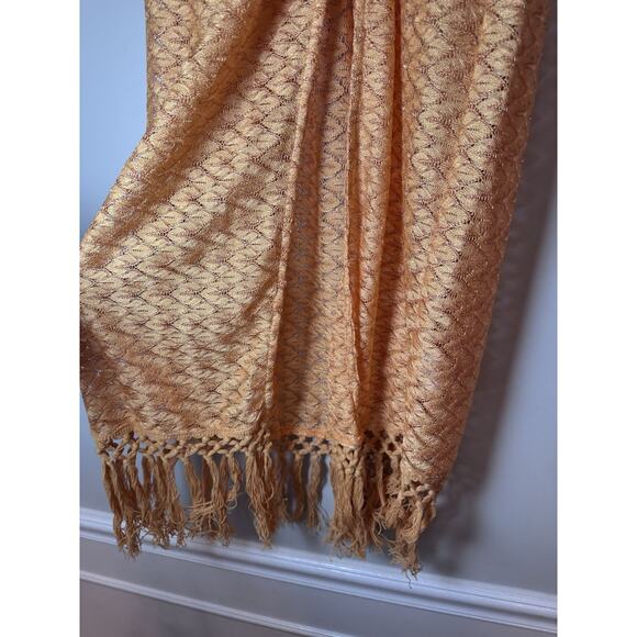 Ramy Brook Gaia Fringe Swim Cover-Up Skirt S Orange/Gold Elastic Waist Pull On - Picture 14 of 16